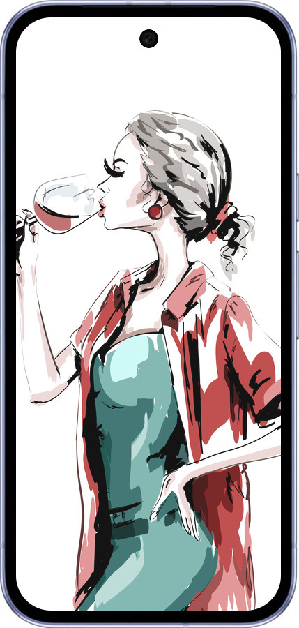 Силиконовый чехол Девушка с бокалом для Google Pixel 9A - 4662u-3899 изображение 