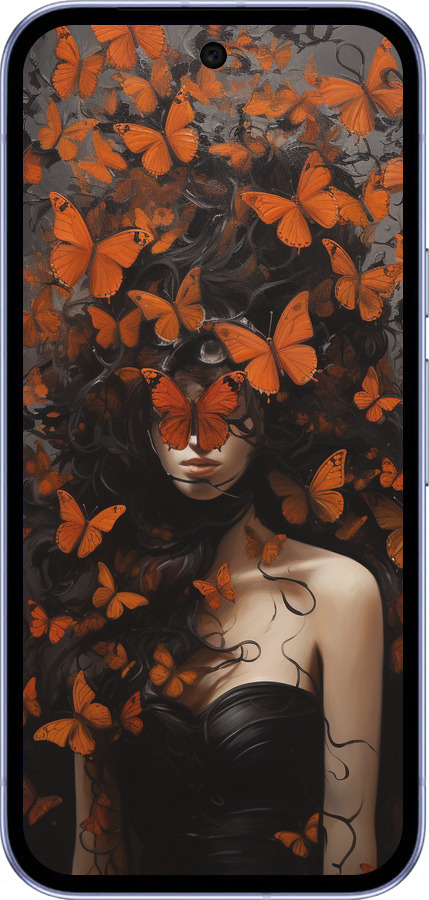 Силиконовый чехол Девушка с оранжевыми бабочками для Google Pixel 9A - 5941u-3899 изображение 