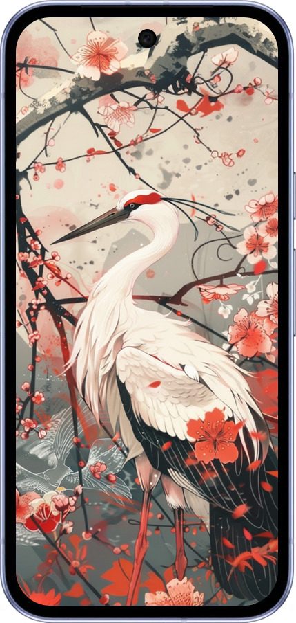 Силиконовый чехол Аист в цвету сакуры для Google Pixel 9A - 6109u-3899 изображение 