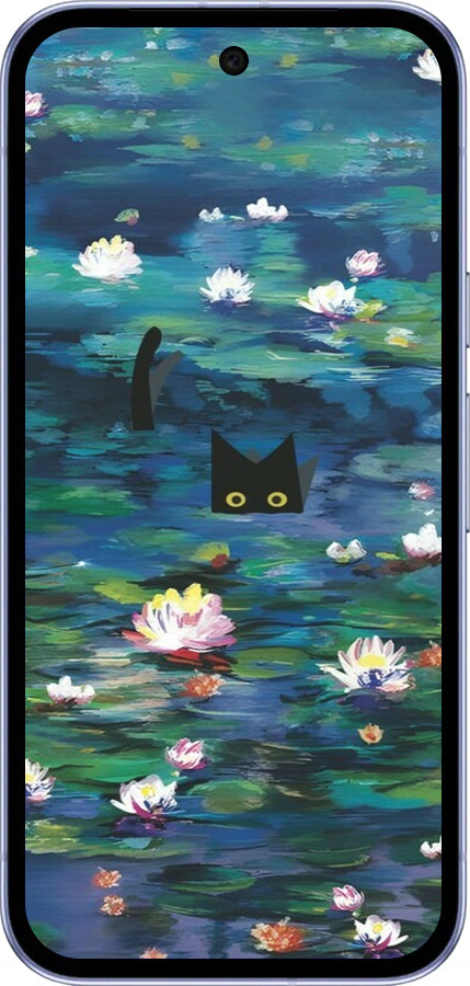 Силиконовый чехол із зображенням водяних лілій та кішок для Google Pixel 9A - 6257u-3899 изображение 