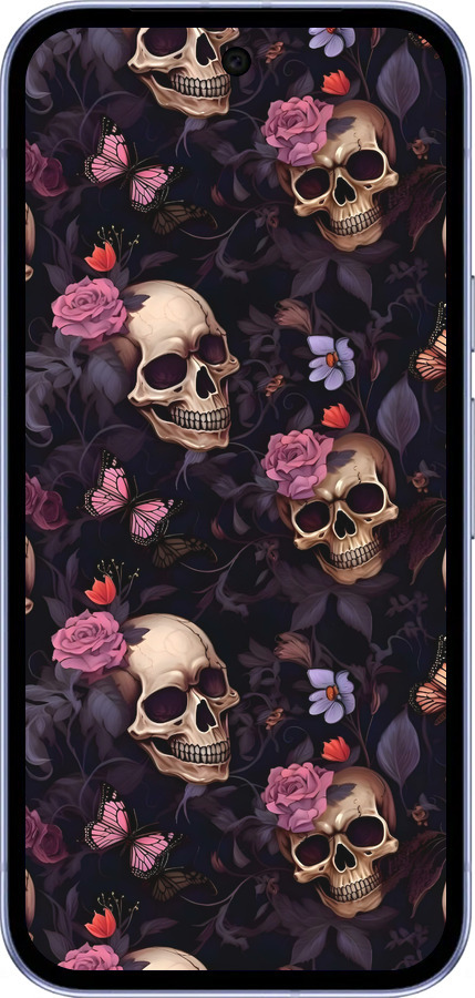 Силиконовый чехол Черепа и розы для Google Pixel 9A - 6316u-3899 изображение 