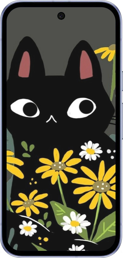 Силиконовый чехол Черный кот с цветами для Google Pixel 9A - 6448u-3899 изображение 