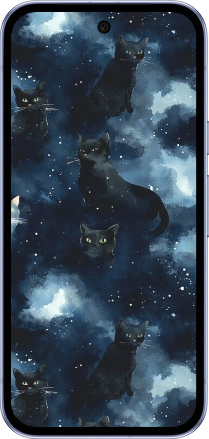 Силиконовый чехол Изображение Кошек с тёмной акварелью для Google Pixel 9A - 6521u-3899 изображение 