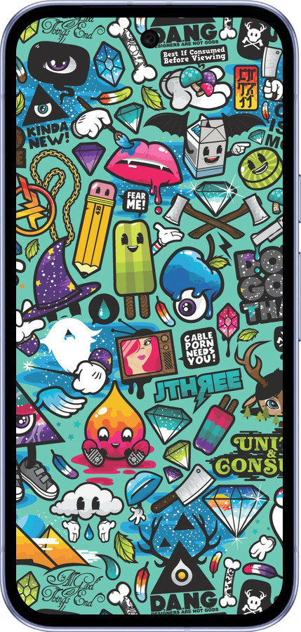 Силиконовый чехол Стикер бомбинг 1 для Google Pixel 9A - 693u-3899 изображение 