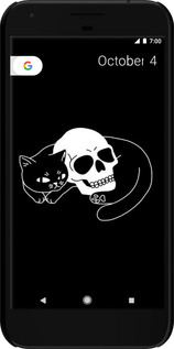 3D пластиковий матовий чехол Із зображенням кота та черепа для Google Pixel XL - 6491m-401 изображение 