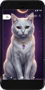 3D пластиковый матовый чехол Mystic White Cat Gothic Dark Purple Gold для Google Pixel XL - 6805m-401 изображение 