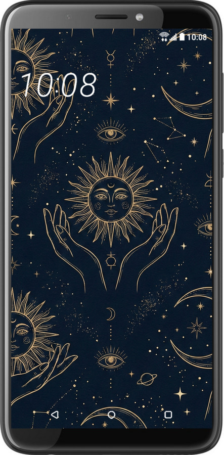 Силіконовий чехол Celestial Harmony: Sun & Moon Gold Mystic Pattern для HTC Desire 12 Plus - 6778u-1485 изображение 