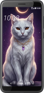 Силиконовый чехол Mystic White Cat Gothic Dark Purple Gold для HTC Desire 12 - 6805u-1476 изображение 