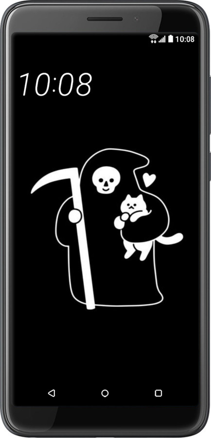 Силиконовый чехол Минималистичный арт: смерть и кошка для HTC Desire 12 - 6529u-1476 изображение 