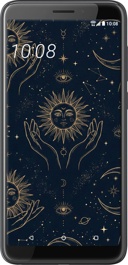 Силіконовий чехол Celestial Harmony: Sun & Moon Gold Mystic Pattern для HTC Desire 12 - 6778u-1476 изображение 