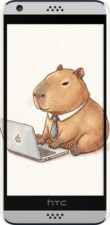 3D пластиковый глянцевый чехол Funny Capybara CEO Working для HTC Desire 530 - 6777c-613 изображение 