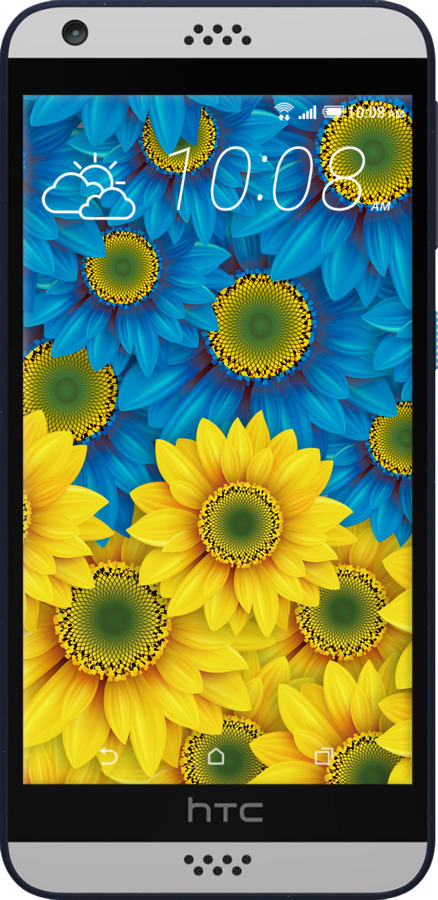 Силиконовый чехол Жёлто-голубые цветы для HTC Desire 530 - 1048u-613 изображение 