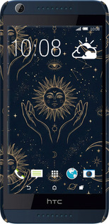 3D пластиковый матовый чехол Celestial Harmony: Sun & Moon Gold Mystic Pattern для HTC Desire 628 Dual Sim - 6778m-949 изображение 