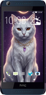 3D пластиковый матовый чехол Mystic White Cat Gothic Dark Purple Gold для HTC Desire 626G - 6805m-144 изображение 