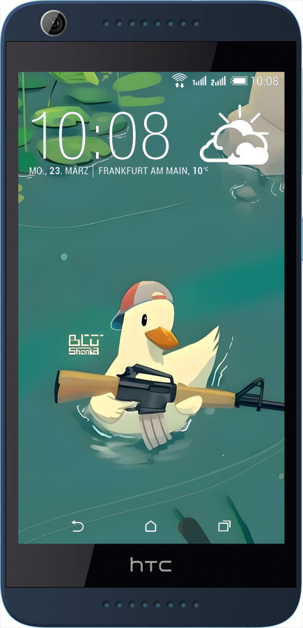 Силіконовий чехол Каченя з автоматом для HTC Desire 628 Dual Sim - 6356u-949 изображение 