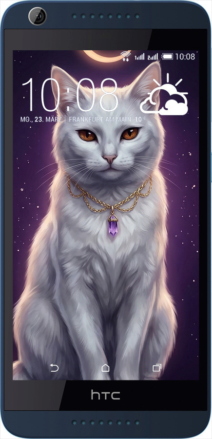 Силиконовый чехол Mystic White Cat Gothic Dark Purple Gold для HTC Desire 628 Dual Sim - 6805u-949 изображение 