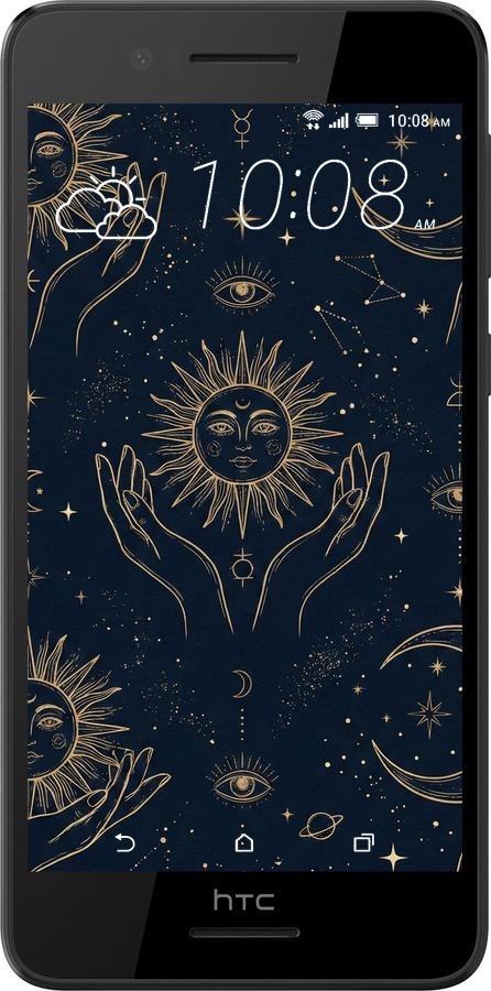 Силіконовий чехол Celestial Harmony: Sun & Moon Gold Mystic Pattern для HTC Desire 728G - 6778u-145 изображение 