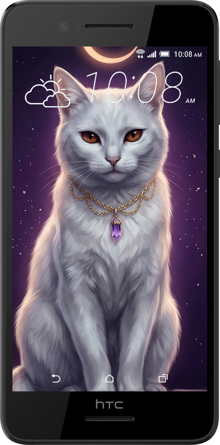 Силиконовый чехол Mystic White Cat Gothic Dark Purple Gold для HTC Desire 728G - 6805u-145 изображение 