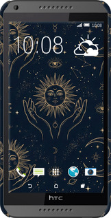 3D пластиковый матовый чехол Celestial Harmony: Sun & Moon Gold Mystic Pattern для HTC Desire 816 - 6778m-169 изображение 