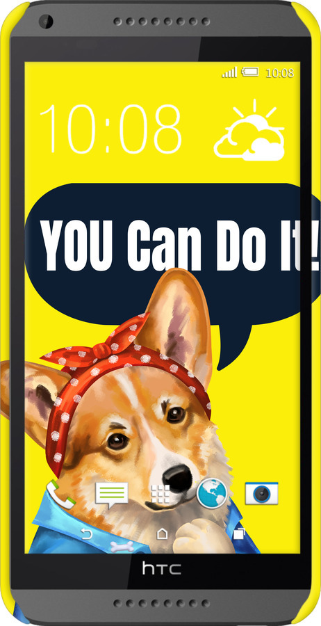 3D пластиковый матовый чехол чехол с корги You Can Do It для HTC Desire 816 - 6184m-169 изображение 