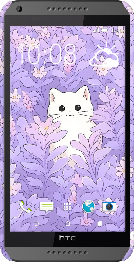 3D пластиковий матовий чехол Котик в цветах для HTC Desire 816 - 6390m-169 изображение 