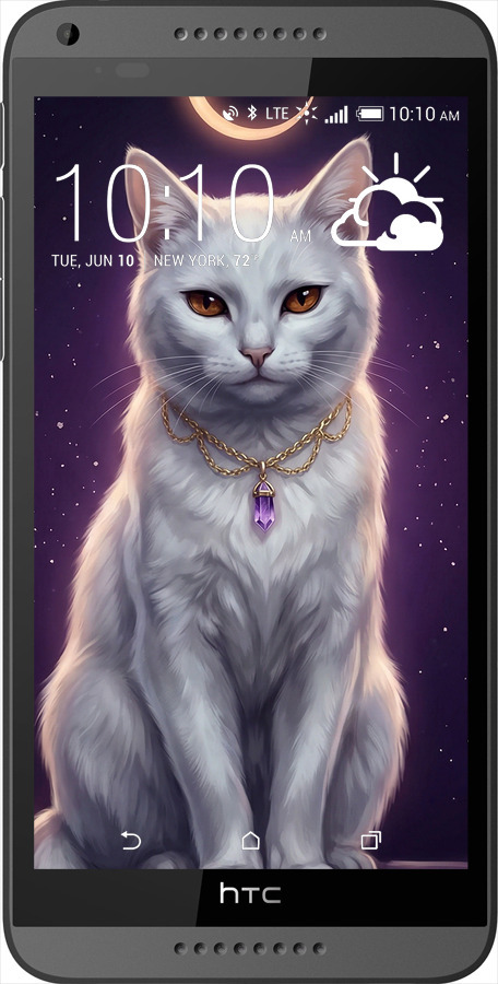 Силиконовый чехол Mystic White Cat Gothic Dark Purple Gold для HTC Desire 816 - 6805u-169 изображение 
