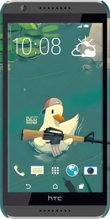 3D пластиковий глянцевий чехол Каченя з автоматом для HTC Desire 820 - 6356c-133 изображение 