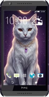 3D пластиковий глянцевий чехол Mystic White Cat Gothic Dark Purple Gold для HTC Desire 820 - 6805c-133 изображение 