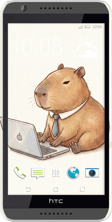 3D пластиковый глянцевый чехол Funny Capybara CEO Working для HTC Desire 820 - 6777c-133 изображение 