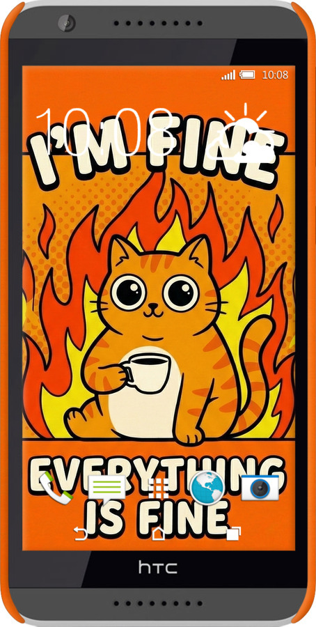 3D пластиковый глянцевый чехол Funny Cat для HTC Desire 820 - 6786c-133 изображение 