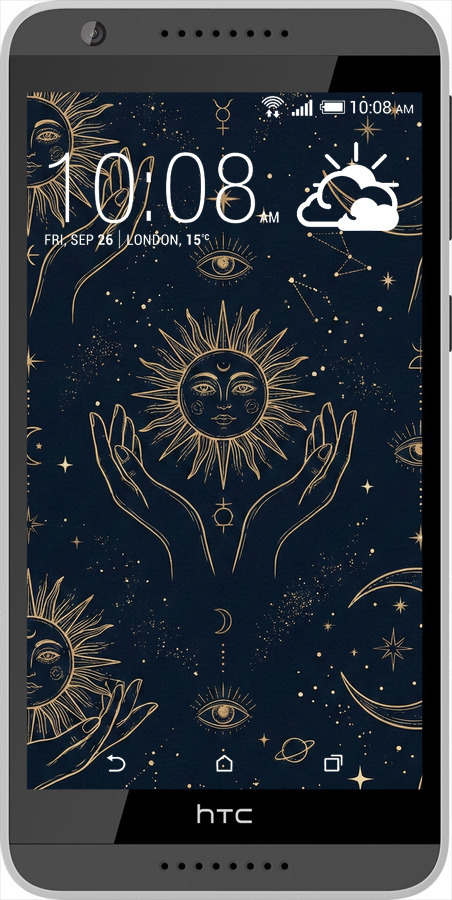 Силіконовий чехол Celestial Harmony: Sun & Moon Gold Mystic Pattern для HTC Desire 820 - 6778u-133 изображение 