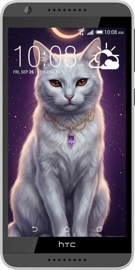 Силиконовый чехол Mystic White Cat Gothic Dark Purple Gold для HTC Desire 820 - 6805u-133 изображение 