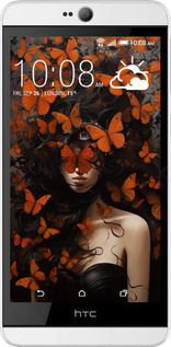 Силиконовый чехол Девушка с оранжевыми бабочками для HTC Desire 826 dual sim - 5941u-312 изображение 