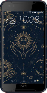 3D пластиковий матовий чехол Celestial Harmony: Sun & Moon Gold Mystic Pattern для HTC Desire 830 - 6778m-785 изображение 