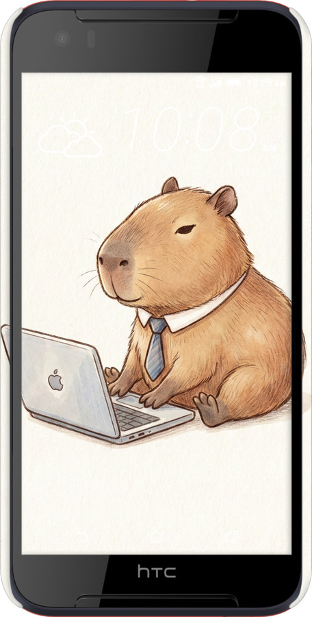 3D пластиковый матовый чехол Funny Capybara CEO Working для HTC Desire 830 - 6777m-785 изображение 