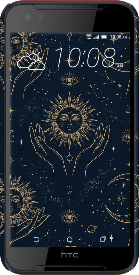 3D пластиковий матовий чехол Celestial Harmony: Sun & Moon Gold Mystic Pattern для HTC Desire 830 - 6778m-785 изображение 