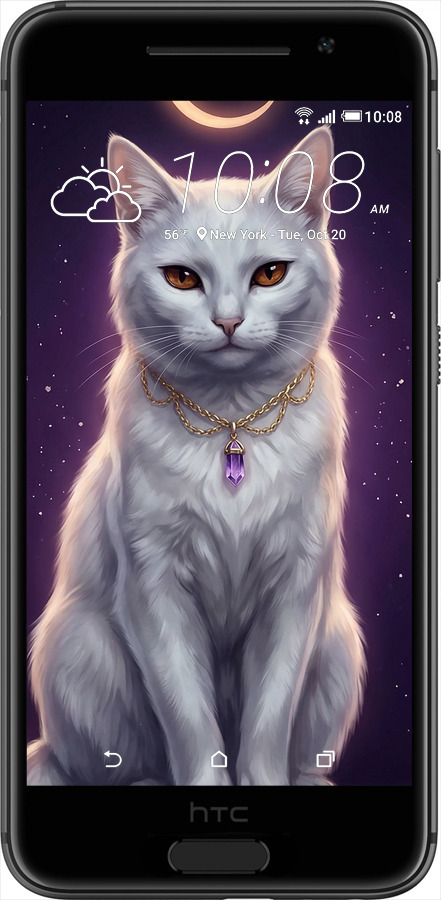 Силиконовый чехол Mystic White Cat Gothic Dark Purple Gold для HTC One A9 - 6805u-156 изображение 