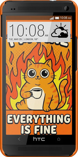 3D пластиковий глянцевий чехол Funny Cat для HTC One M7 - 6786c-36 изображение 