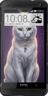 3D пластиковий матовий чехол Mystic White Cat Gothic Dark Purple Gold для HTC One M7 - 6805m-36 изображение 