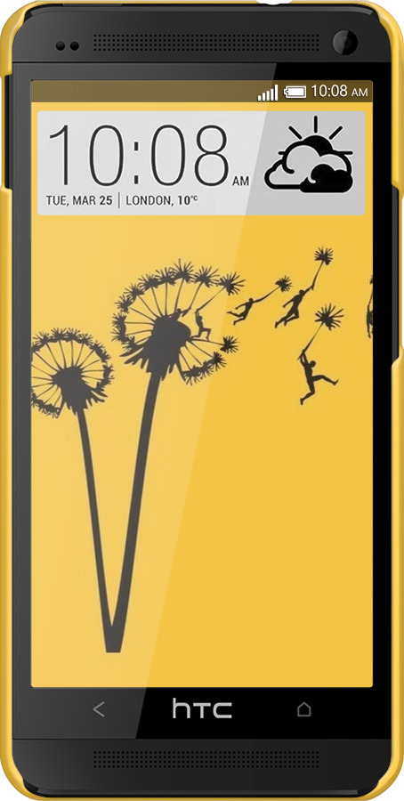 3D пластиковый глянцевый чехол Минимализм одуванчики для HTC One M7 - 6449c-36 изображение 