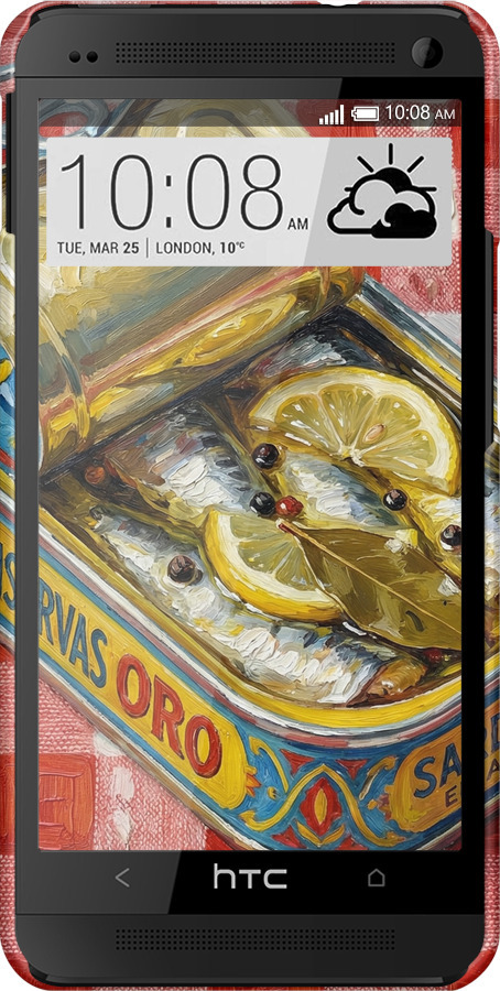 3D пластиковый глянцевый чехол Vintage Sardine Tin Phone для HTC One M7 - 6772c-36 изображение 