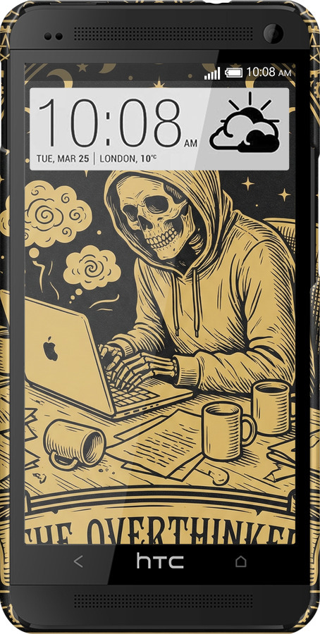 3D пластиковий глянцевий чехол The Overthinker для HTC One M7 - 6774c-36 изображение 