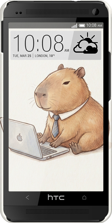 3D пластиковий матовий чехол Funny Capybara CEO Working для HTC One M7 - 6777m-36 изображение 