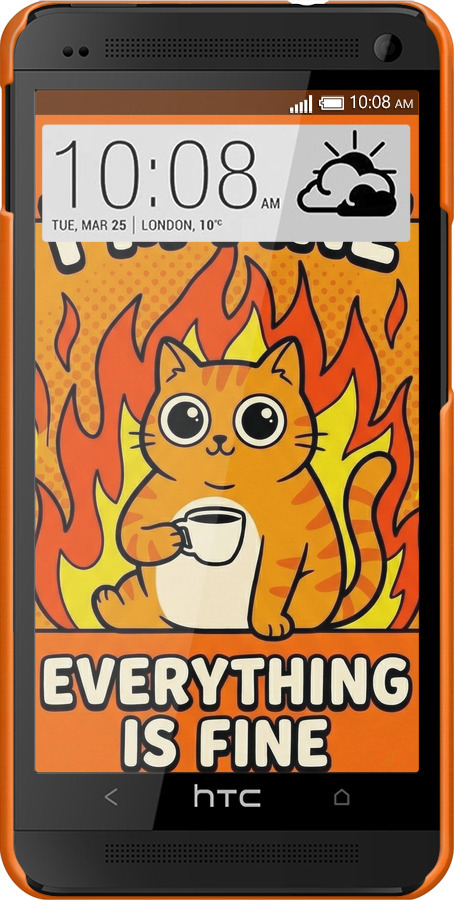 3D пластиковий глянцевий чехол Funny Cat для HTC One M7 - 6786c-36 изображение 