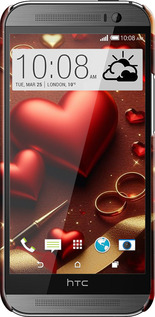 3D пластиковый глянцевый чехол Сердечки v3 для HTC One M8 - 5833c-30 изображение 