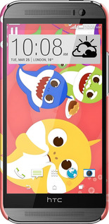 3D пластиковый глянцевый чехол Бейби Шаркс для HTC One M8 dual sim - 6305c-55 изображение 