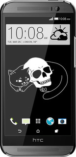 3D пластиковий матовий чехол Із зображенням кота та черепа для HTC One M8 dual sim - 6491m-55 изображение 