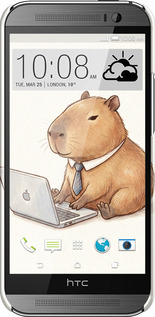 3D пластиковый глянцевый чехол Funny Capybara CEO Working для HTC One M8 dual sim - 6777c-55 изображение 