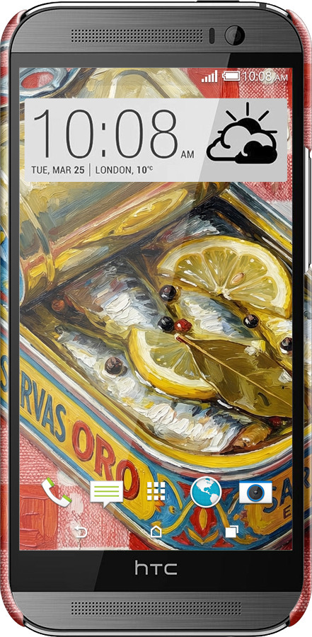 3D пластиковый глянцевый чехол Vintage Sardine Tin Phone для HTC One M8 dual sim - 6772c-55 изображение 