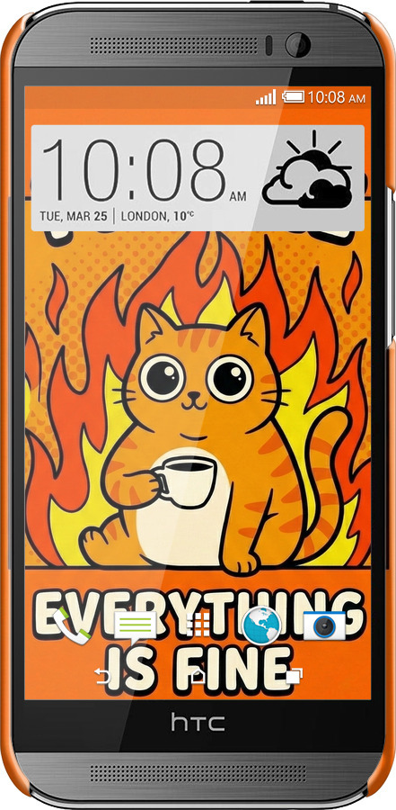 3D пластиковый глянцевый чехол Funny Cat для HTC One M8 - 6786c-30 изображение 